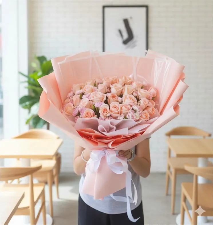 ช่อดอกกุหลาบสีโอรส